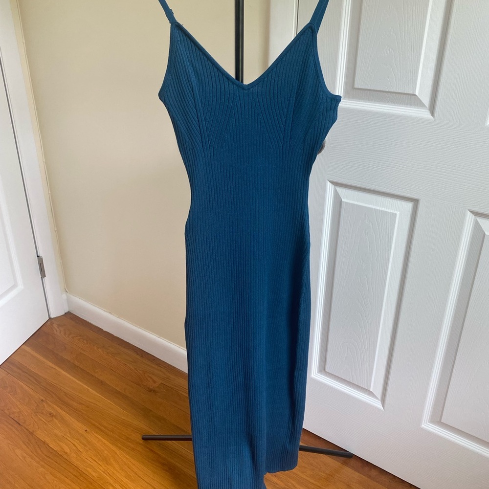 NWT 2 Piece Teal Maxi Mock Neck Dress w/Cropped Sweater Sz M - Picture 2 of 5